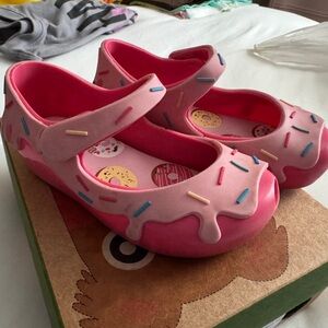 Mini Melissa Kids Pink Donut-Print Mary Jane Shoes